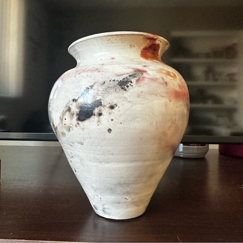 Handmade Beige Brown Southwest Inspired Pottery Vase Signed Unique - Picture 2 of 7